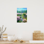 Japanse tempel in een Sakura-veld Poster (Keuken)