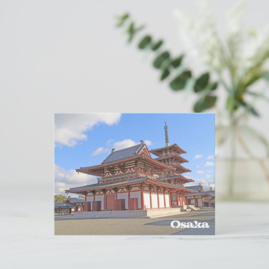 Japanse Tempel in het Briefkaart van Osaka (Staand voorkant)