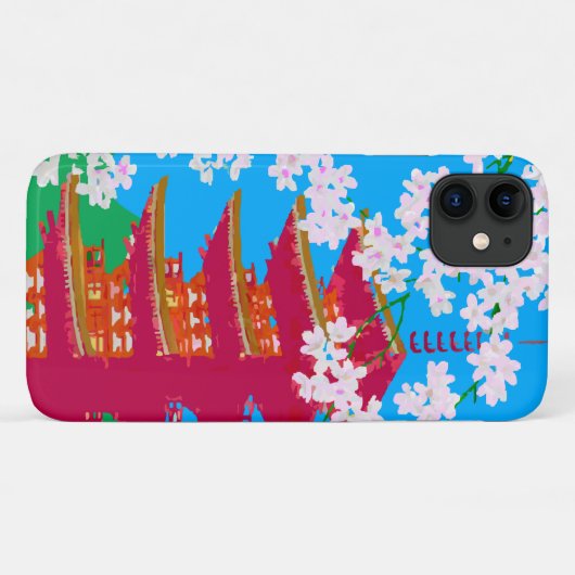 Japanse tempel met kersenbloesem Case-Mate iPhone case (Achterkant (horizontaal))