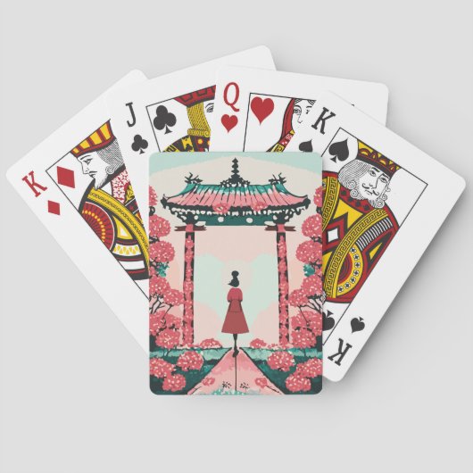 Japanse tempel pokerkaarten (Achterkant)