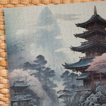 Japanse Tempel Traditionele Schilderij