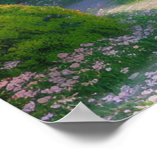 Japanse tempelamper mooi landschap poster (Hoek)