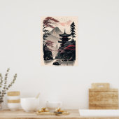 Japanse tempellandschap poster – Zen berg (Keuken)