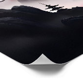 Japanse tempels in de mistige bergen poster (Hoek)