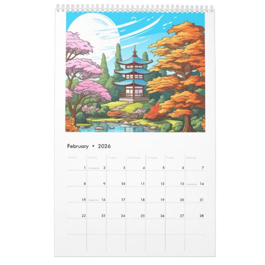 Japanse tempeltuin kalender (Feb 2026)