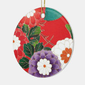  Japanse textielproducten - Red Dahlias Keramisch Ornament (Links)