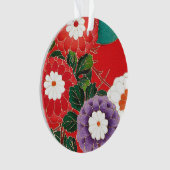  Japanse textielproducten - Red Dahlias Ornament (voorkant)