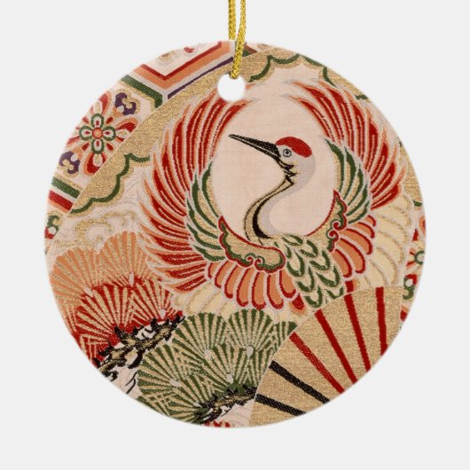 Japanse textielversiering keramisch ornament (Voorkant)