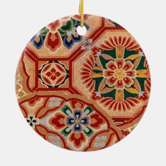 Japanse textielversiering keramisch ornament (Achterkant)