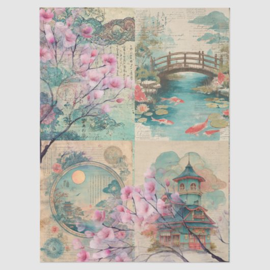 Japanse thema collage decoupage crafting tissuepapier (Voorkant)
