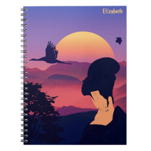 Japanse thema Geisha-boom en stijgende Sun-laptop Notitieboek