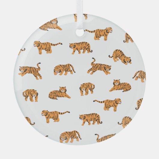 Japanse tijger:  doodle naadloos glas ornament (Voorkant)