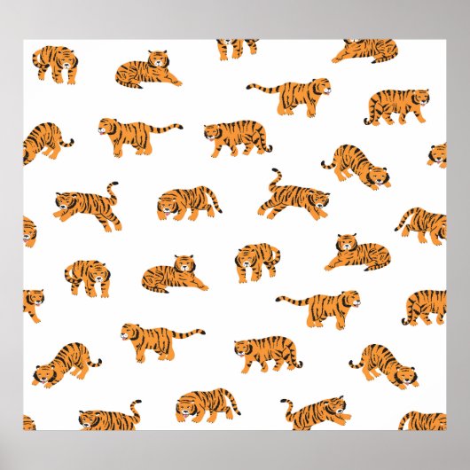 Japanse tijger:  doodle naadloos poster (Voorkant)