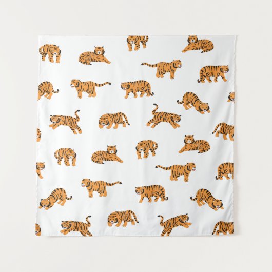 Japanse tijger:  doodle naadloos wandkleed (Voorkant)