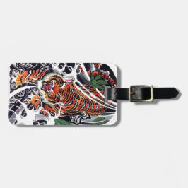Japanse Tijger & Esdoorn Ontwerp Bagagelabel