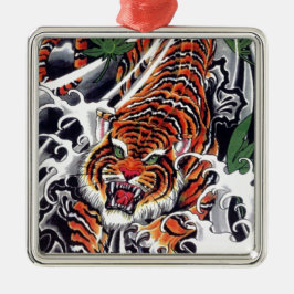 Japanse Tijger & Esdoorn Ontwerp Metalen Ornament