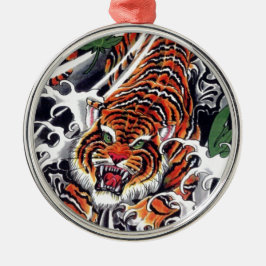Japanse Tijger & Esdoorn Ontwerp Metalen Ornament