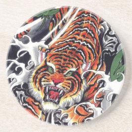 Japanse Tijger & Esdoorn Ontwerp Zandsteen Onderzetter