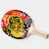 Japanse tijger japans zwarte rode  tafeltennisbatje (Zijkant)