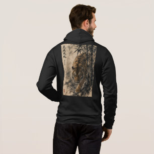 Japanse Tijger Kunstwerk - Houtblok Stijl Hoodie