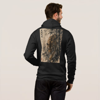 Japanse Tijger Kunstwerk - Houtblok Stijl Hoodie