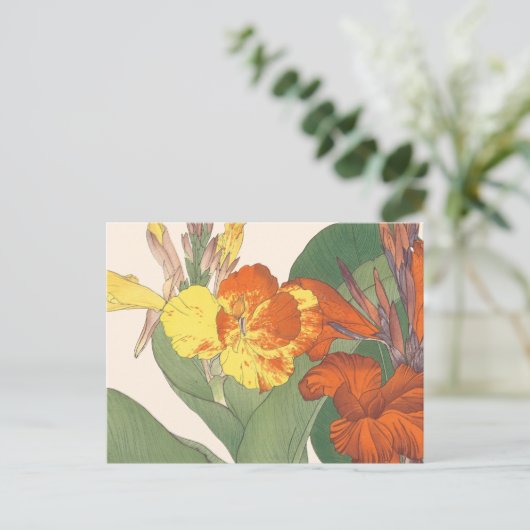  Japanse tijger Lily Woodblock Art Briefkaart (Staand voorkant)