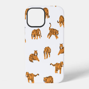 Japanse Tijger: Naadloos Vintage Doodle Patroon iPhone 12 Hoesje