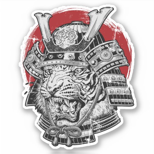 Japanse tijger Samurai Sticker (Voorkant)