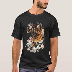 Japanse Tijger Traditionele Aziatische Kersenbloes T-shirt