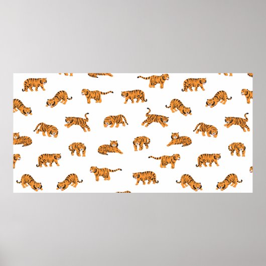 Japanse tijgerdierdoodle naadloze hand poster (Voorkant)