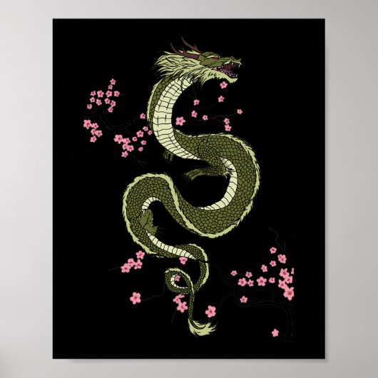 Japanse Tokio Dragon Aziatische retro 80's stijl 3 Poster (Voorkant)
