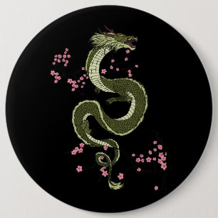 Japanse Tokio Dragon Aziatische retro 80's stijl 3 Ronde Button 6,0 Cm