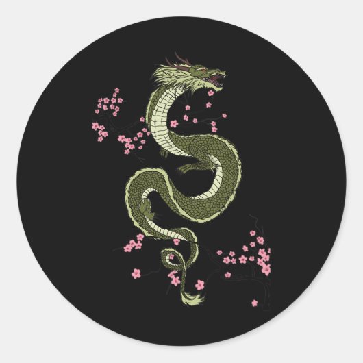 Japanse Tokio Dragon Aziatische retro 80's stijl 3 Ronde Sticker (Voorkant)