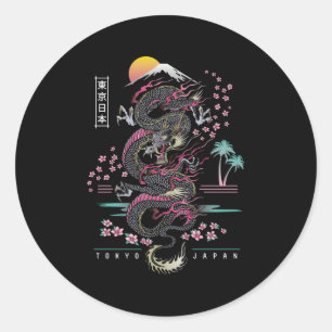 Japanse Tokyo Dragon Aziatisch Geïnspireerd 80â€™S Ronde Sticker