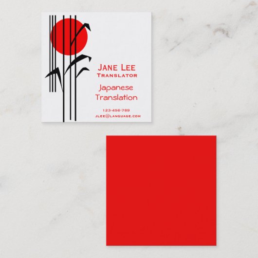 Japanse tolk voor vertalers vierkante visitekaartje (Voorkant / Achterkant)