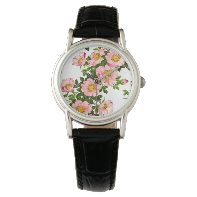  Japanse torenbloesems, roze en goud Horloge (Voorkant)