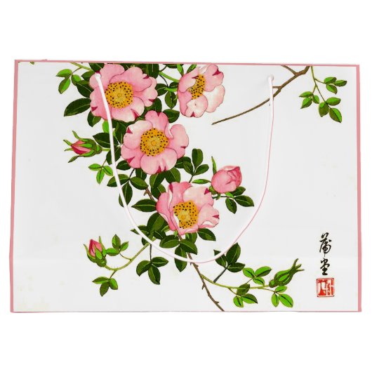  Japanse torenbloesems, roze en goud Large Cadeautasje (Achterkant)