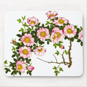 Japanse torenbloesems, roze en goud Muismat