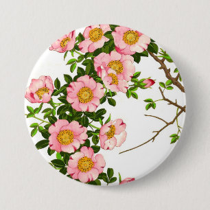 Japanse torenbloesems, roze en goud Ronde Button 7,6 Cm