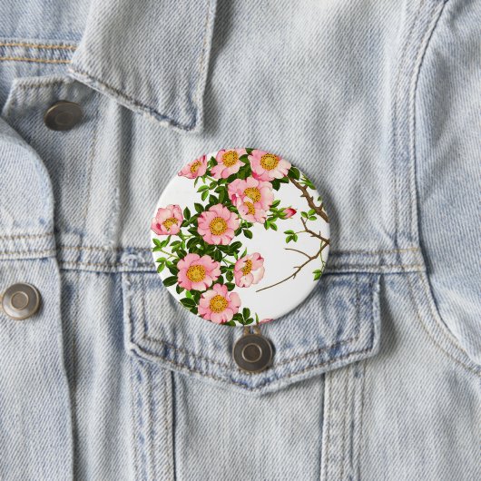 Japanse torenbloesems, roze en goud Ronde Button 7,6 Cm (In situ)