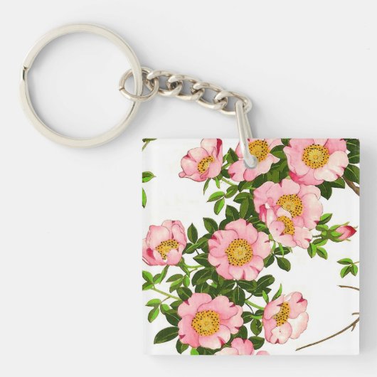  Japanse torenbloesems, roze en goud Sleutelhanger (Voorkant)