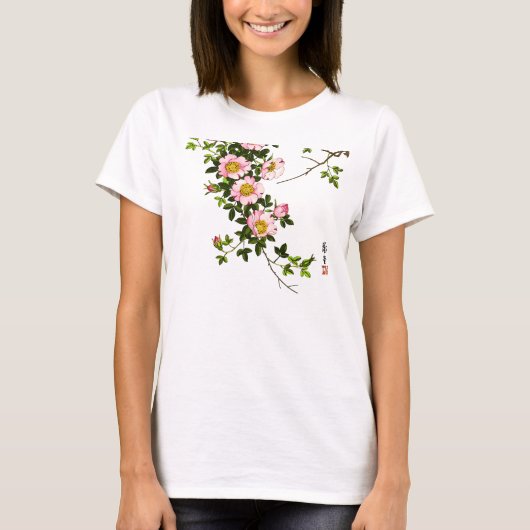  Japanse torenbloesems, roze en goud T-shirt (Voorkant)