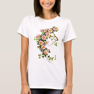 Japanse torenbloesems, roze en goud T-shirt