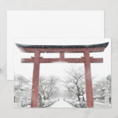 Japanse Torii-poort in winteruitnodiging Kaart (Voorkant / Achterkant)