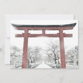 Japanse Torii-poort in winteruitnodiging Kaart