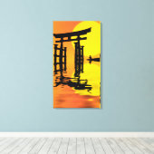Japanse Torii (poort) zonsondergang tekening Canvas Afdruk (Insitu (Houten vloer))