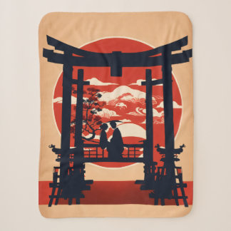 Japanse Torii-poort Zonsondergang Worpdeken: Roman Sherpa Deken
