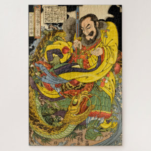 Japanse tovenaar die een storm-draak-puinhoop opro legpuzzel