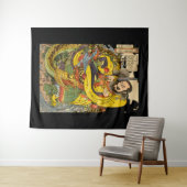 Japanse tovenaar die een storm-drakenband roept wandkleed (In Situ (horizontaal))