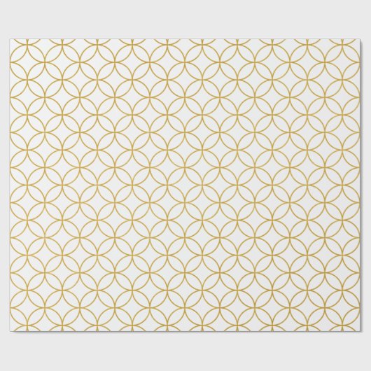 Japanse Traditionele Design2 - SHIPPO- White&Gold Cadeaupapier (Vlak)